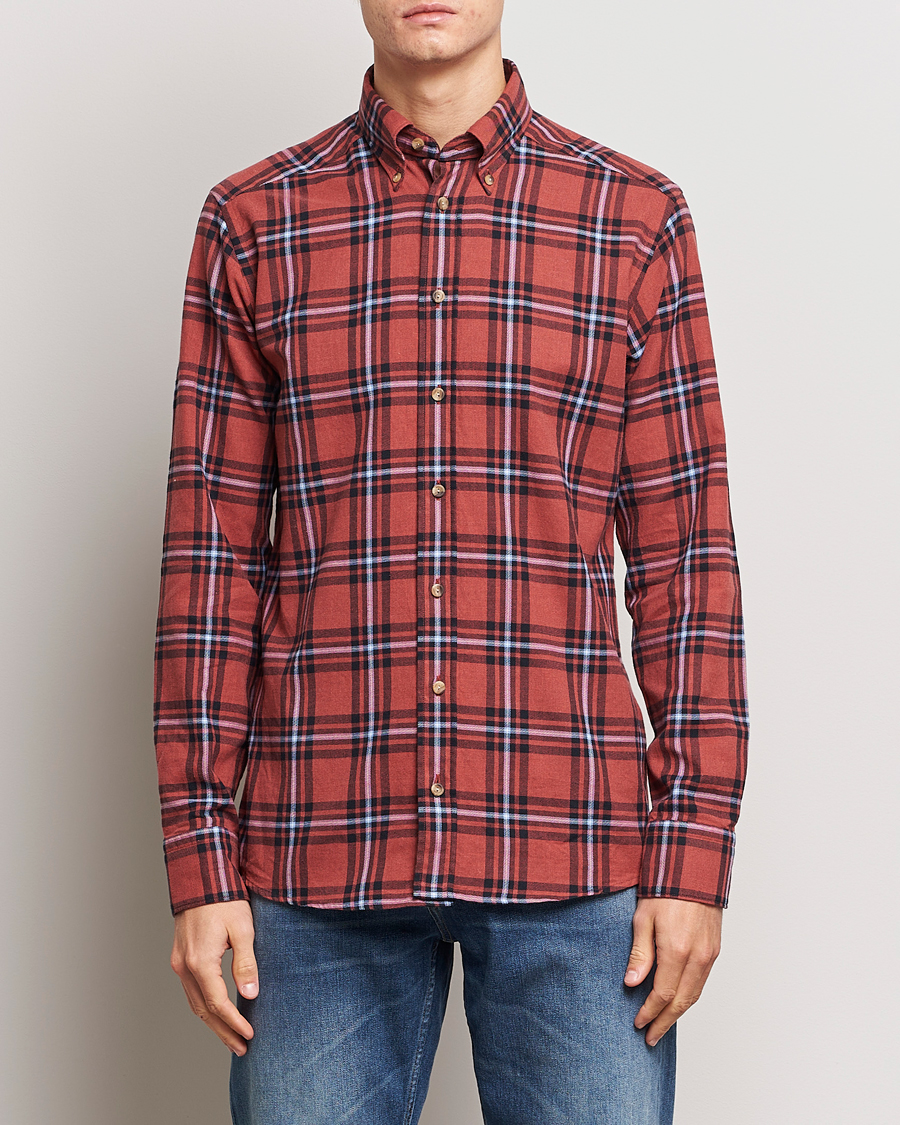 Homme | Chemises | Eton | Regular Fit Checked Flannel Shirt Red/Navy