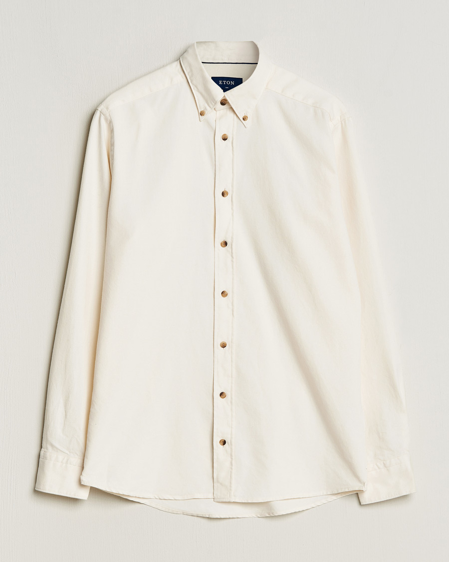Homme | Chemises | Eton | Slim Fit Twill Flannel Shirt Off White