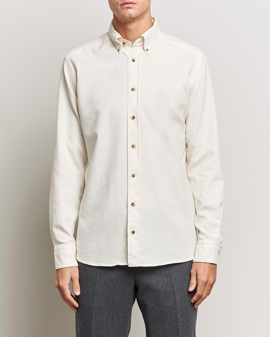 Homme |  | Eton | Slim Fit Twill Flannel Shirt Off White