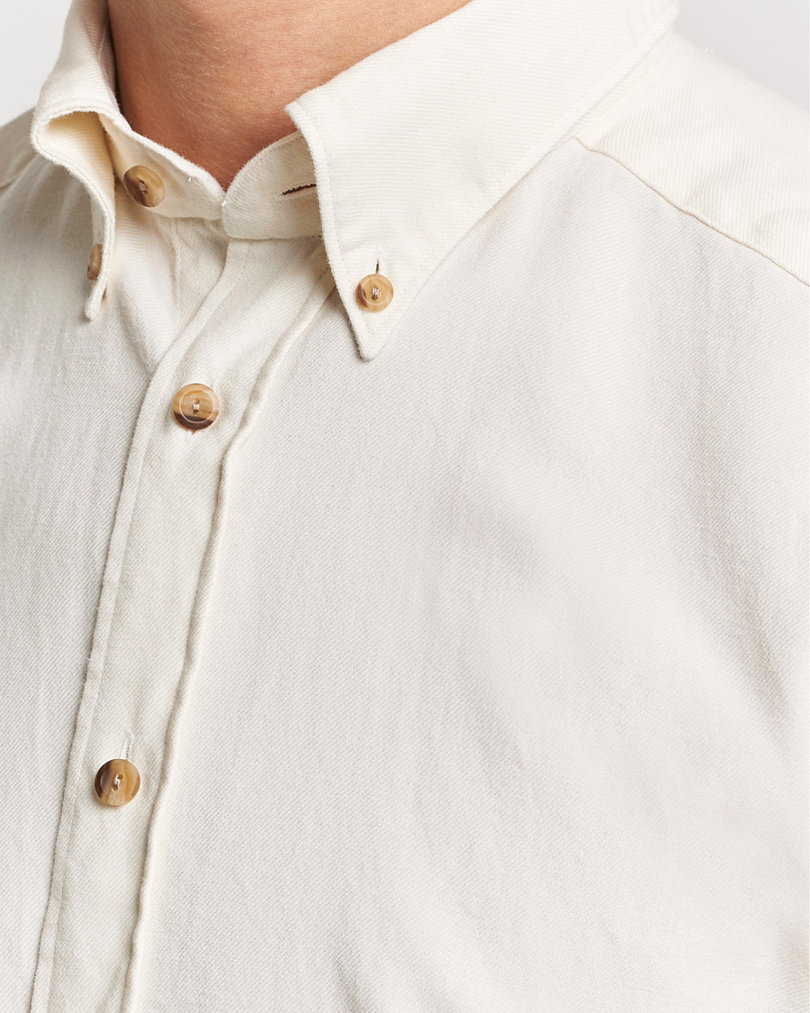 Homme | Chemises | Eton | Slim Fit Twill Flannel Shirt Off White