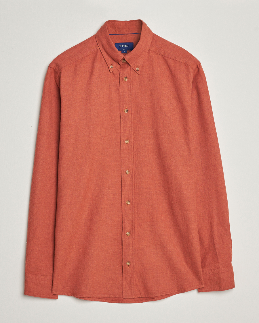 Homme | Chemises | Eton | Slim Fit Twill Flannel Shirt Rust Red