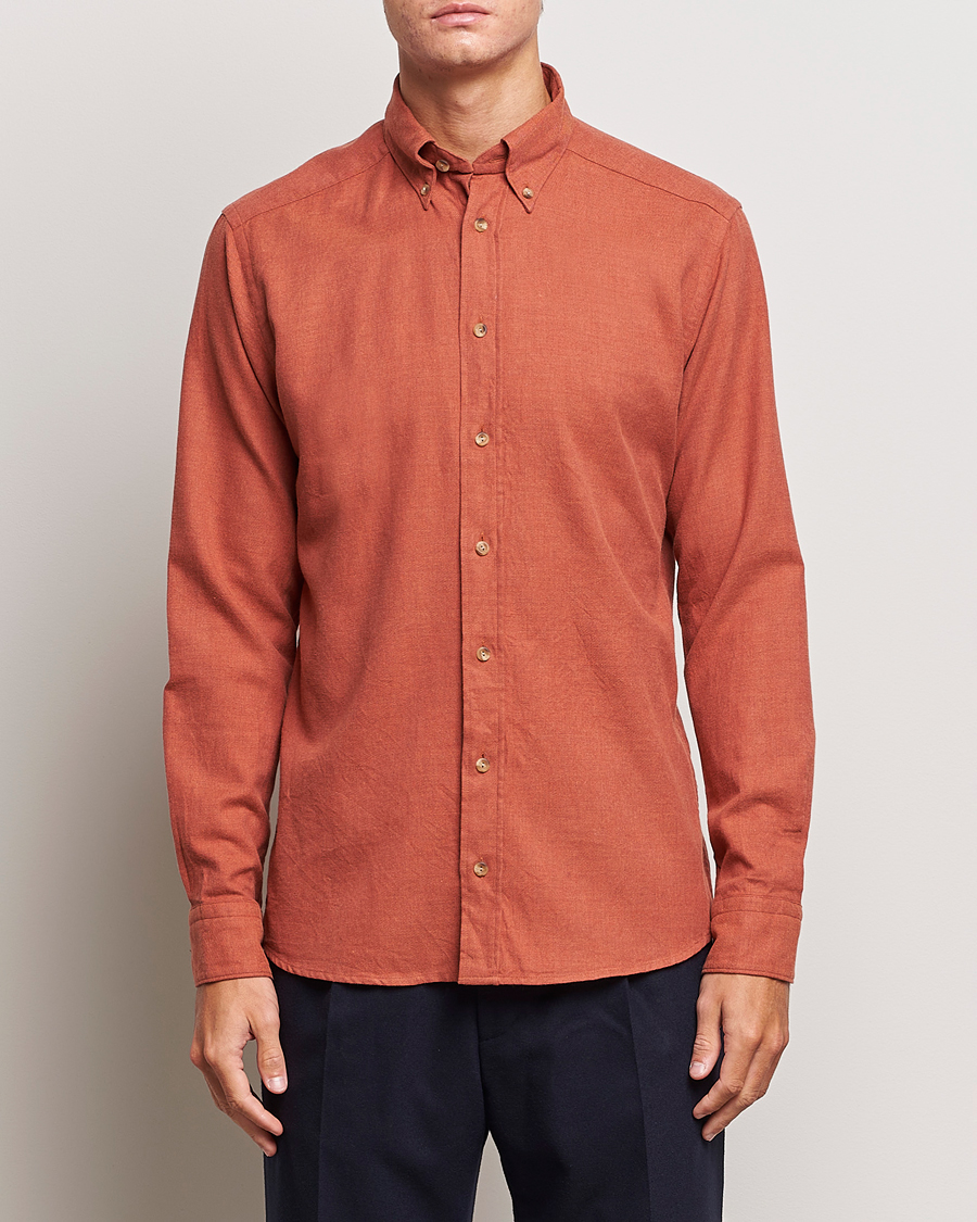 Homme | Chemises | Eton | Slim Fit Twill Flannel Shirt Rust Red