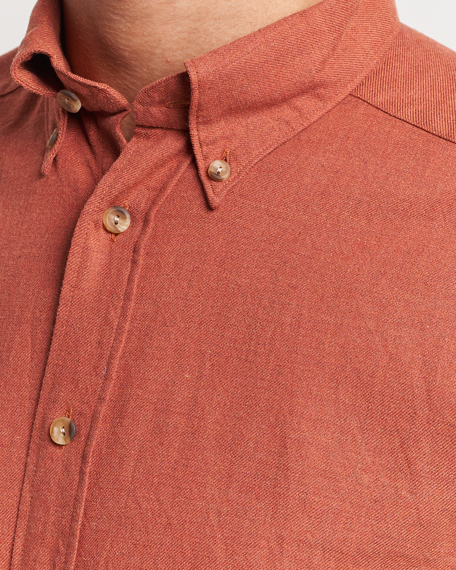 Homme | Chemises | Eton | Slim Fit Twill Flannel Shirt Rust Red