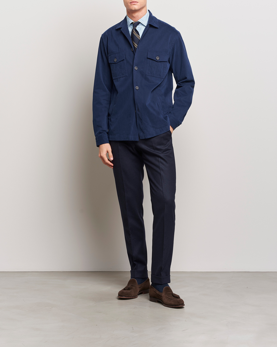 Homme | Chemises | Eton | Twill Moleskin Overshirt Navy Blue
