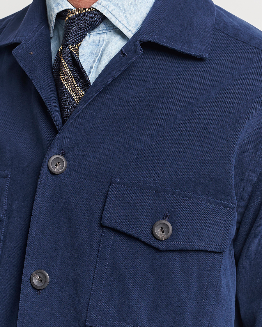 Homme | Chemises | Eton | Twill Moleskin Overshirt Navy Blue
