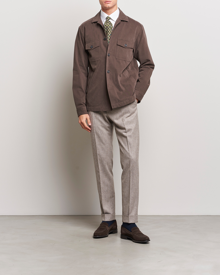 Homme | Chemises | Eton | Twill Moleskin Overshirt Dark Beige