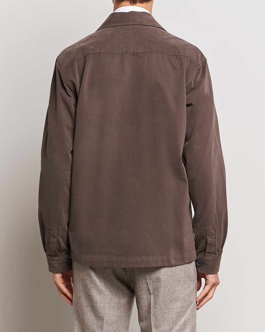 Homme | Chemises | Eton | Twill Moleskin Overshirt Dark Beige