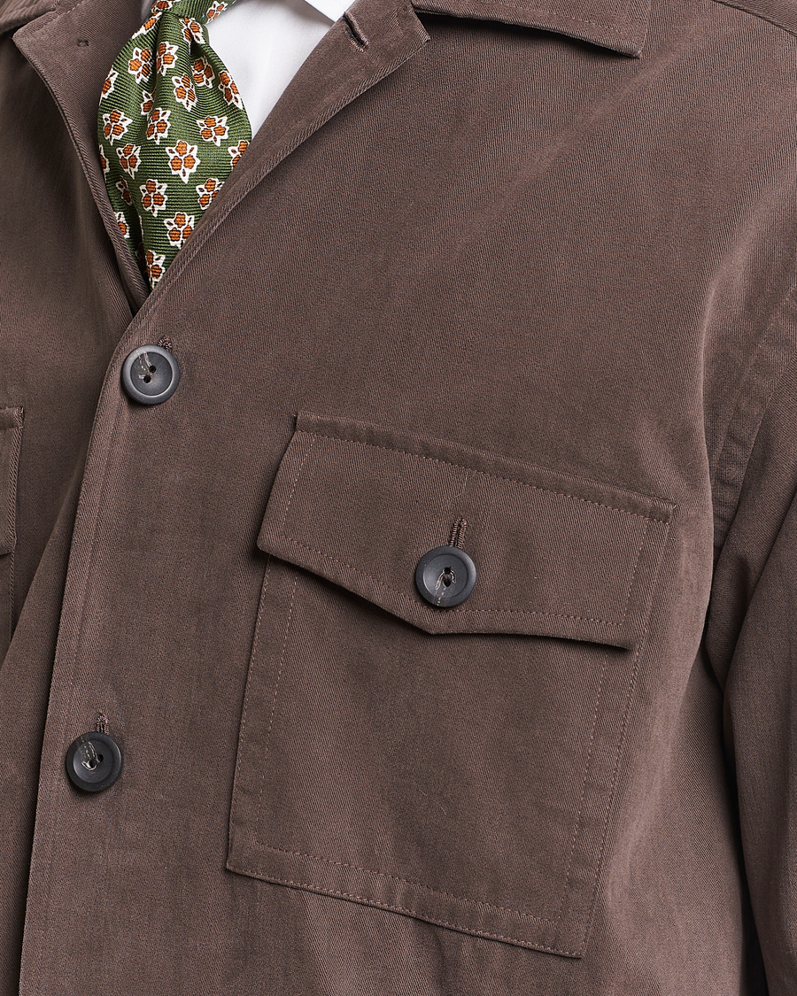 Homme | Chemises | Eton | Twill Moleskin Overshirt Dark Beige