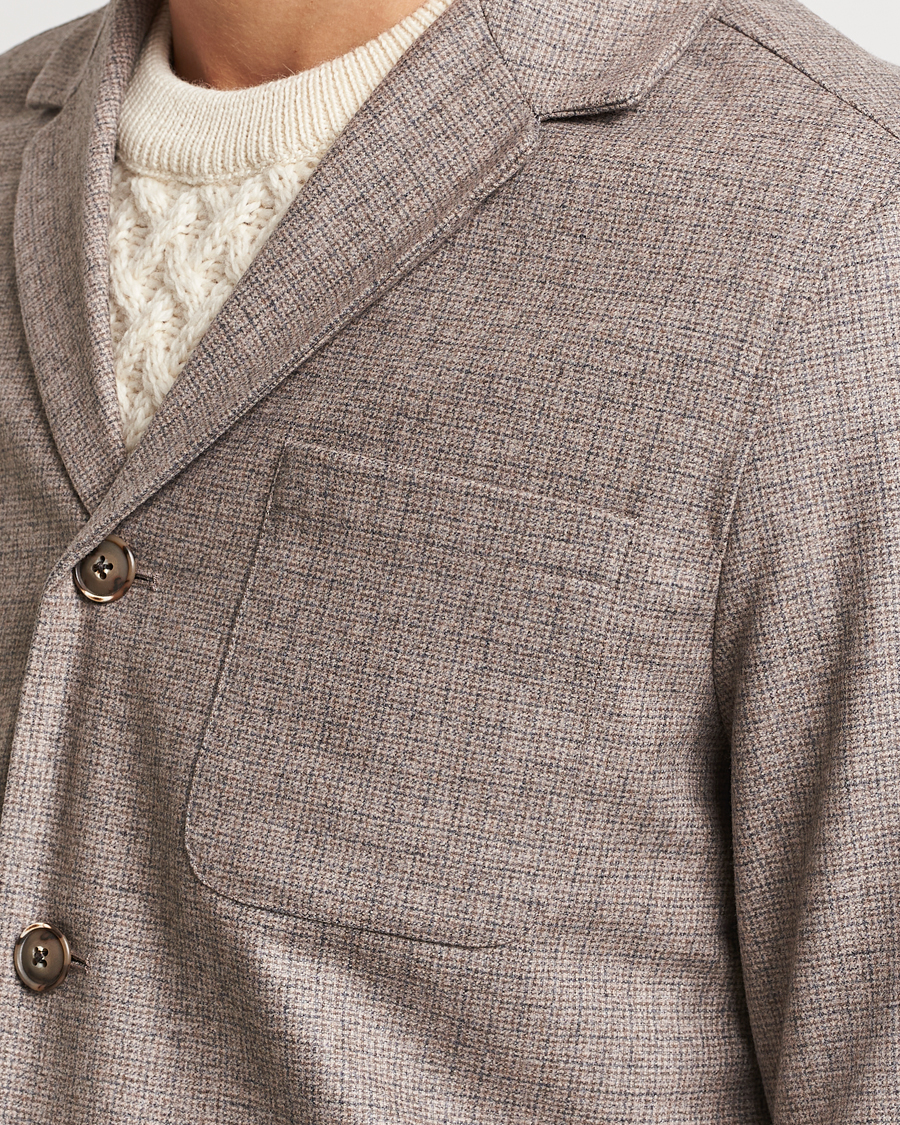 Homme | Chemises | Eton | Wool/Cashmere Checked Overshirt Brown
