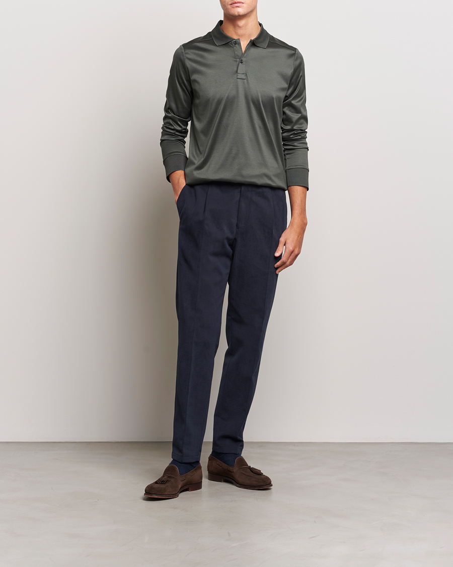 Homme | Pulls Et Tricots | Eton | Filo Di Scozia Long Sleeve Polo Dark Green