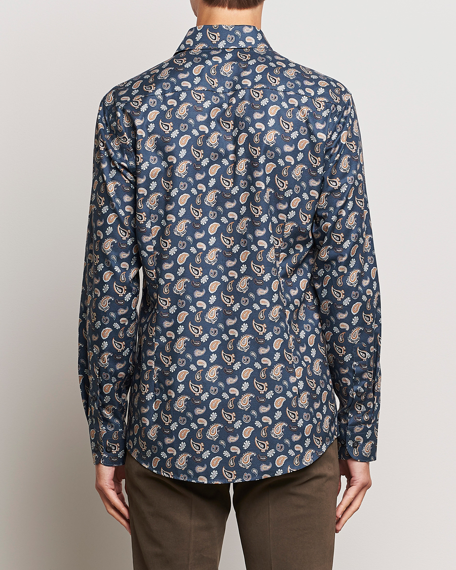 Homme | Chemises | Eton | Slim Fit Wrinkle Free Flannel Printed Shirt Navy