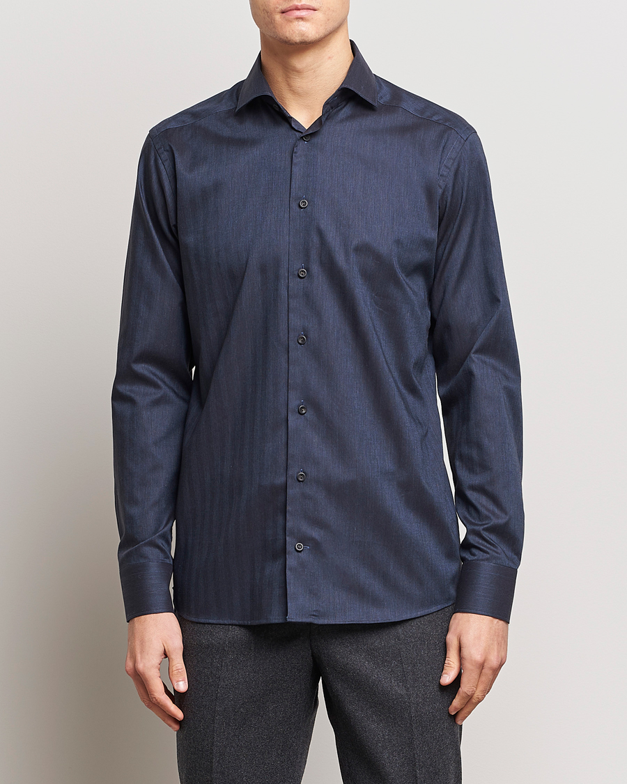 Homme | Chemises | Eton | Slim Fit Wrinkle Free Flannel Shirt Navy Blue
