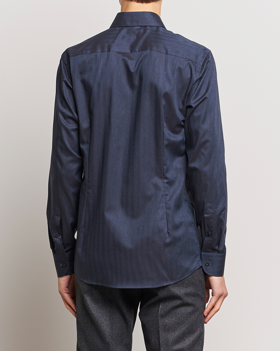 Homme | Chemises | Eton | Slim Fit Wrinkle Free Flannel Shirt Navy Blue