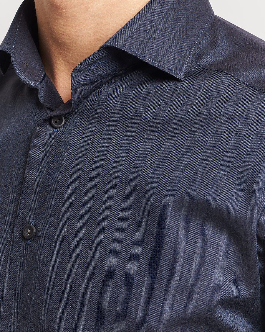 Homme | Chemises | Eton | Slim Fit Wrinkle Free Flannel Shirt Navy Blue