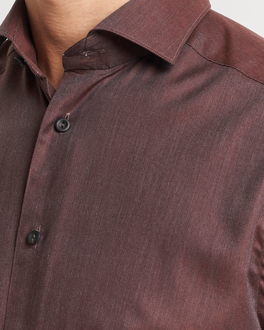 Homme | Chemises | Eton | Slim Fit Wrinkle Free Flannel Shirt Burgundy