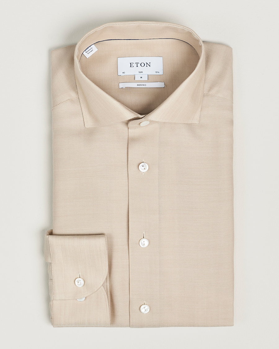 Homme | Chemises | Eton | Slim Fit Merino Shirt Beige