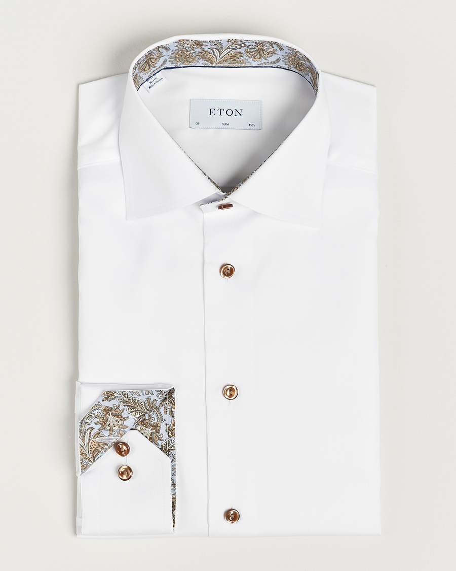 Homme | Chemises | Eton | Slim Fit Signature Twill Contrast Shirt White