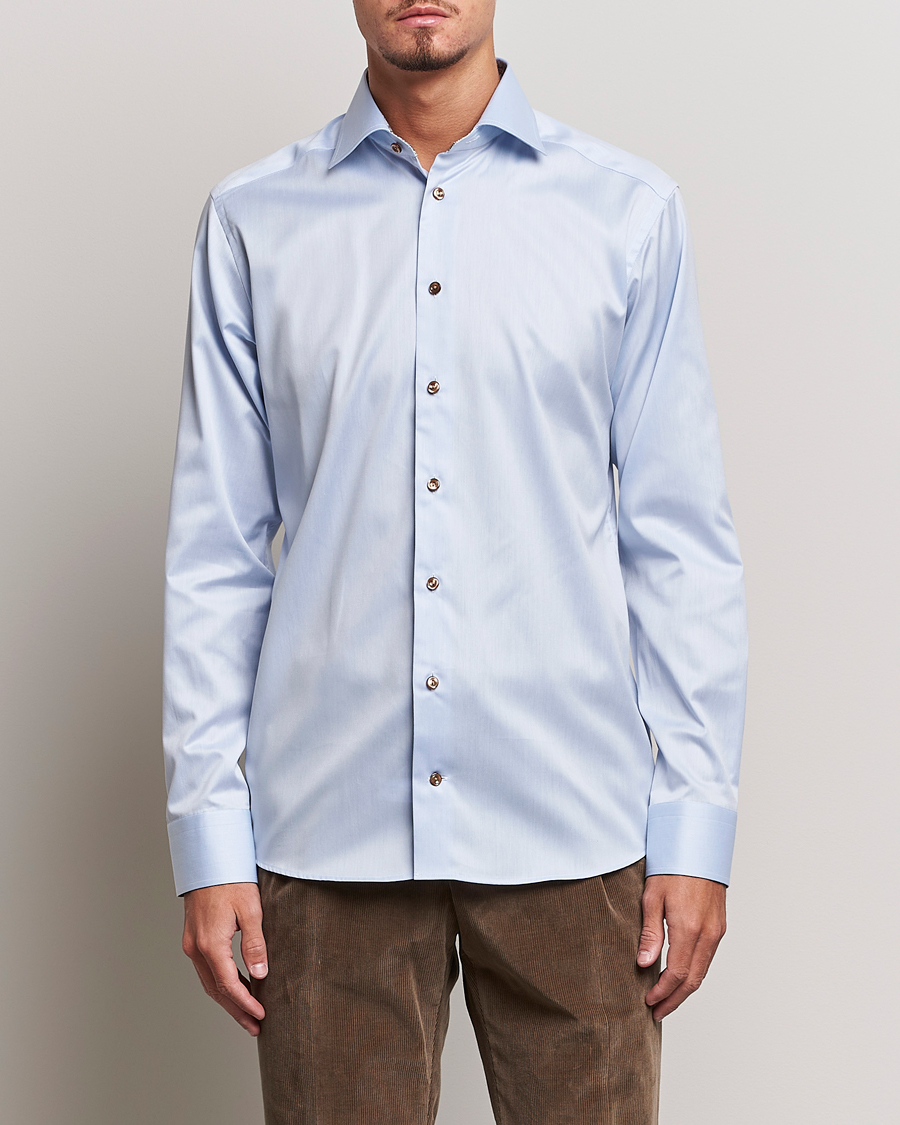 Homme | Chemises | Eton | Slim Fit Signature Twill Contrast Shirt Blue