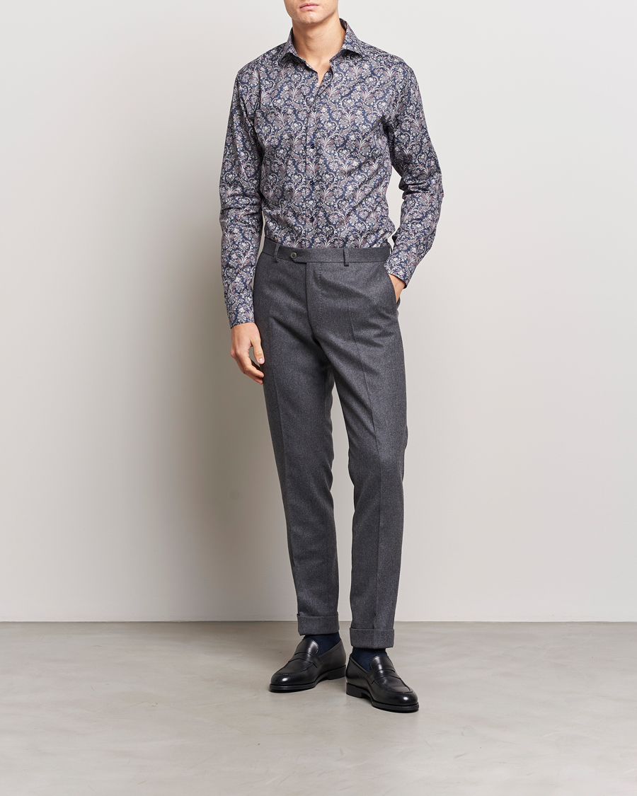 Homme | Chemises | Eton | Slim Fit Signature Twill Printed Shirt Navy Blue