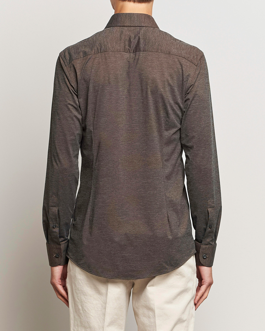 Homme | Chemises | Eton | Slim Fit Four Way Stretch Shirt Brown Melange