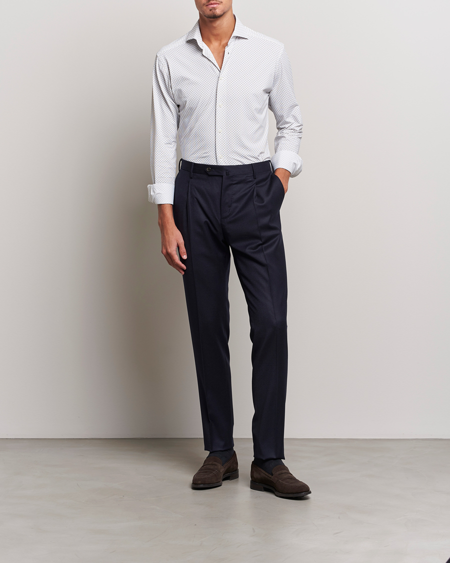 Homme | Chemises | Eton | Slim Fit Four Way Stretch Printed Shirt Beige