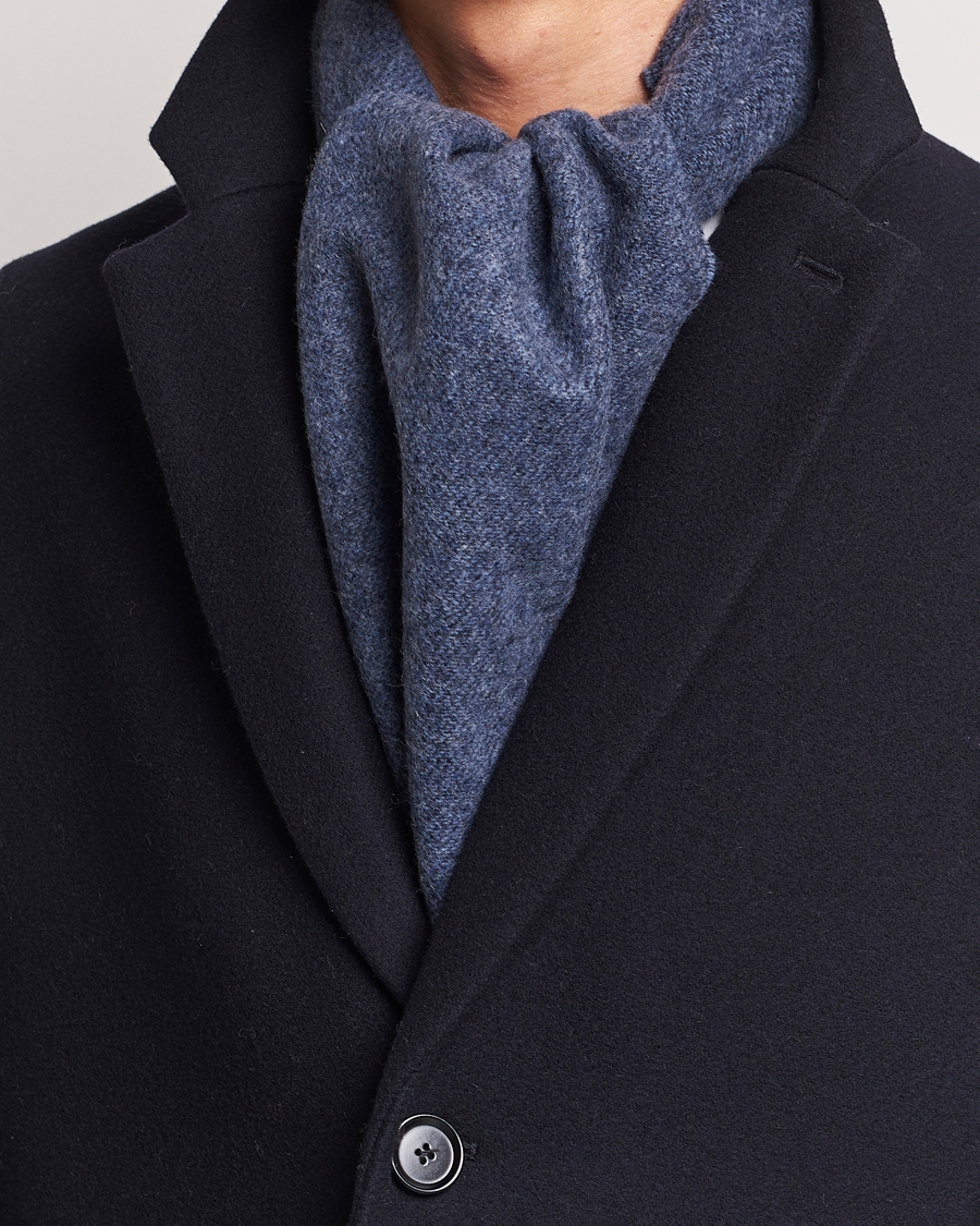 Homme |  | Eton | Wool Two-Faced Scarf Navy/Blue