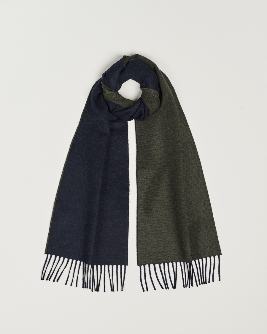 Homme | Eton Wool Two-Faced Scarf Green/Navy | Eton | Wool Two-Faced Scarf Green/Navy