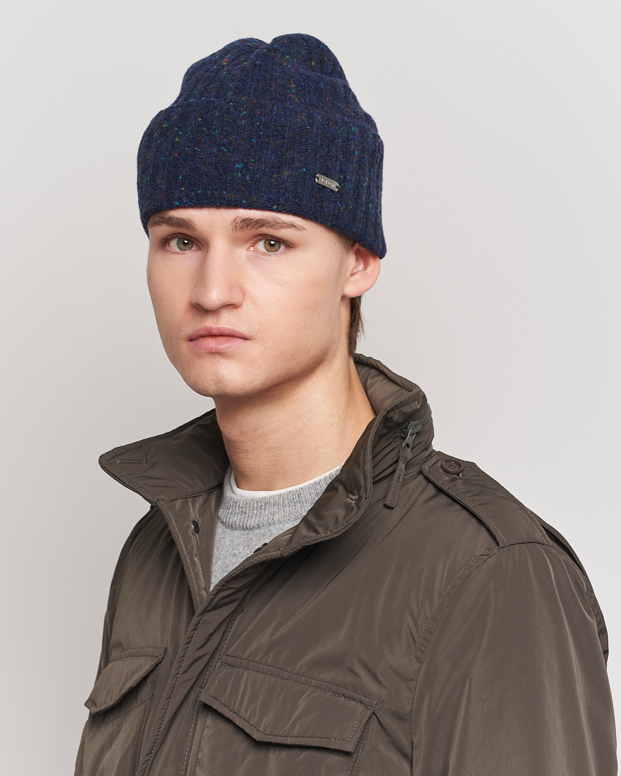Homme | Eton Wool Blend Donegal Beanie Navy Blue | Eton | Wool Blend Donegal Beanie Navy Blue