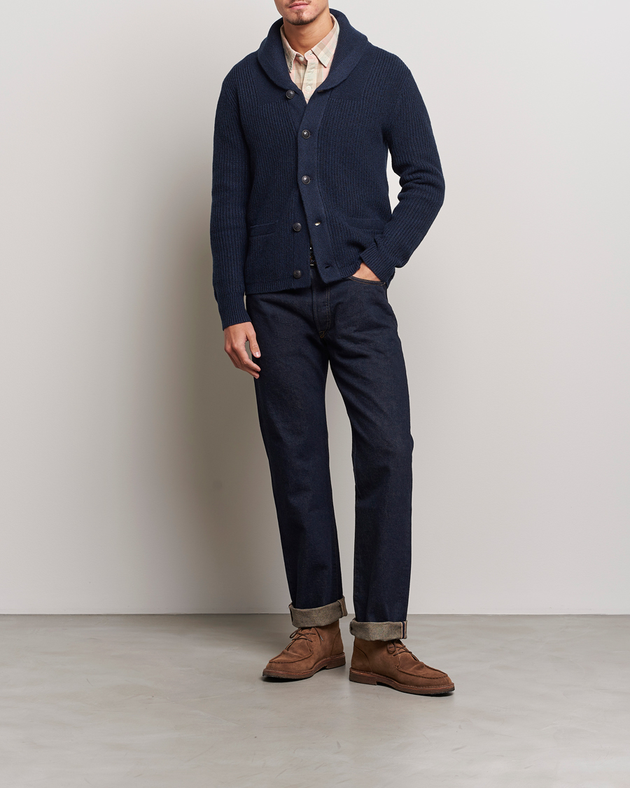 Homme | Pulls Et Tricots | RRL | Recycled Cashmere Shawl Cardigan Navy Heather