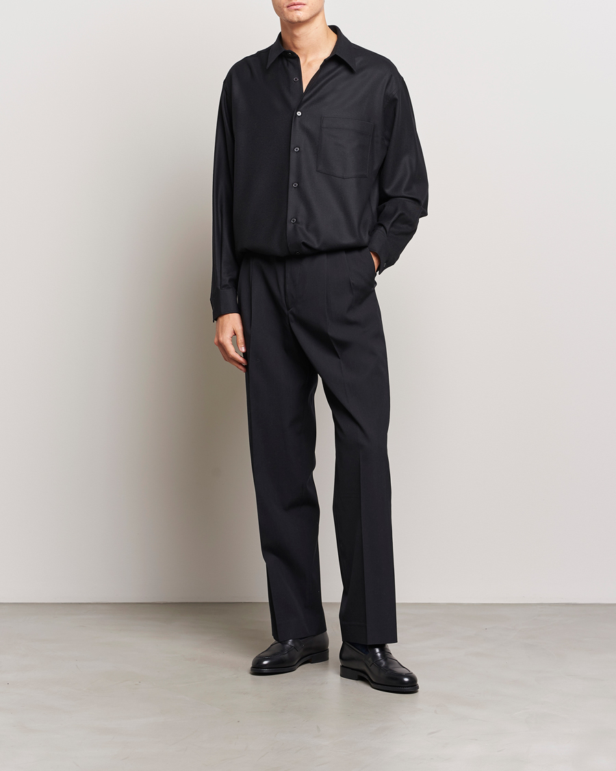 Homme | Chemises | Auralee | Super Light Wool Shirt Black