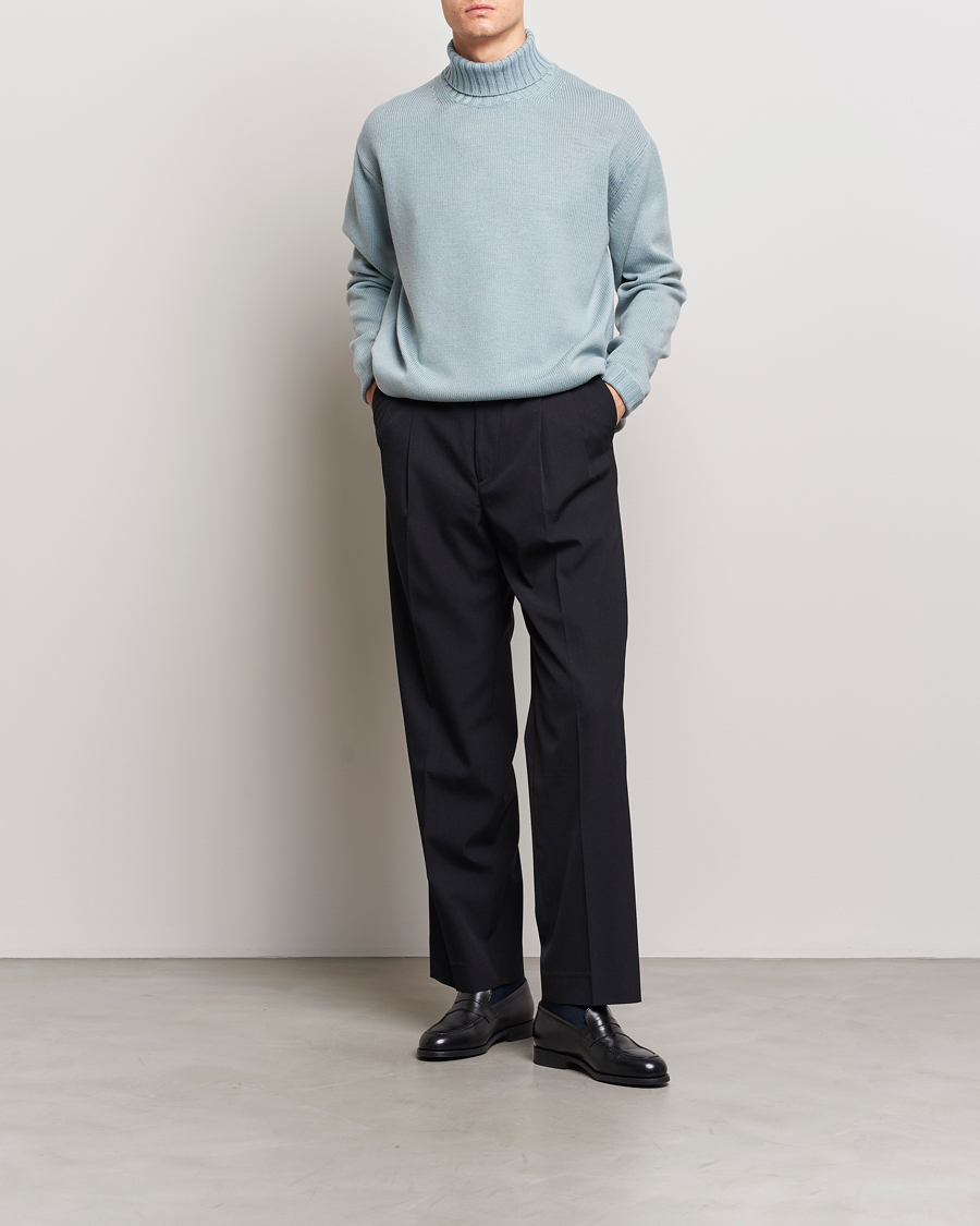 Homme | Pulls Et Tricots | Auralee | Washed French Merino Rollneck Light Blue