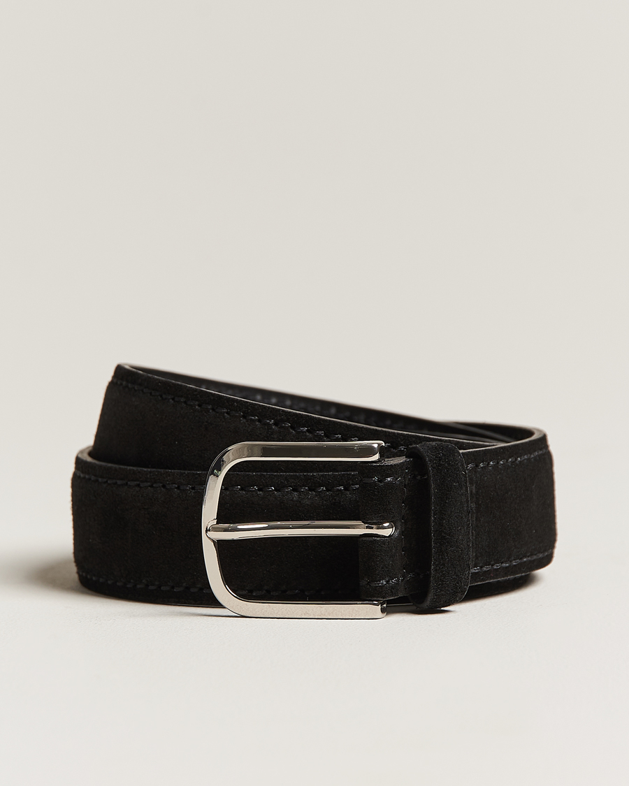 Homme | Orciani Suede Belt 3,5 cm Black | Orciani | Suede Belt 3,5 cm Black