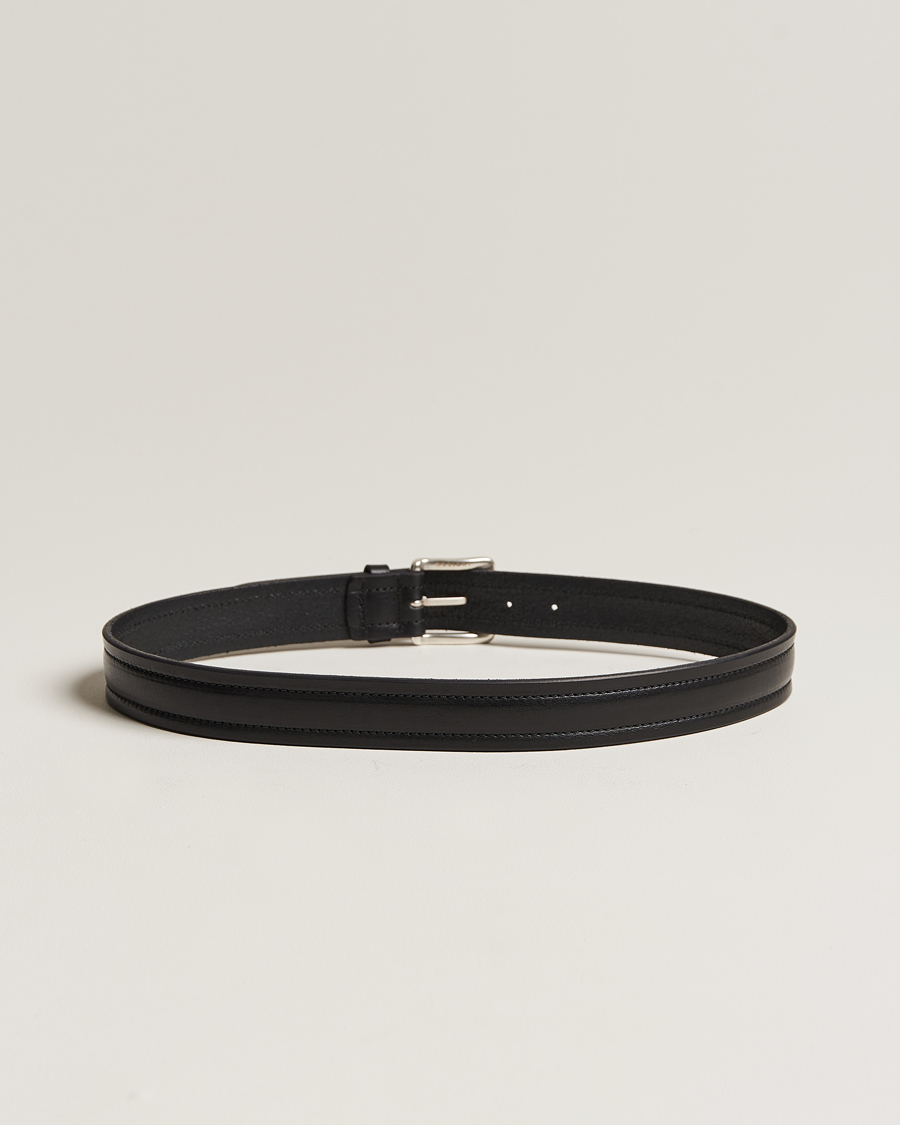 Homme | Orciani Vachetta Stitched Belt 3,5 cm Black | Orciani | Vachetta Stitched Belt 3,5 cm Black