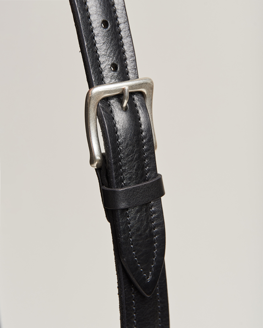 Homme | Orciani Vachetta Stitched Belt 3,5 cm Black | Orciani | Vachetta Stitched Belt 3,5 cm Black