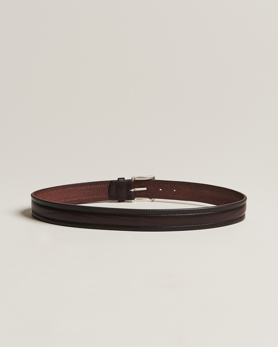 Homme |  | Orciani | Vachetta Stitched Belt 3,5 cm Dark Brown