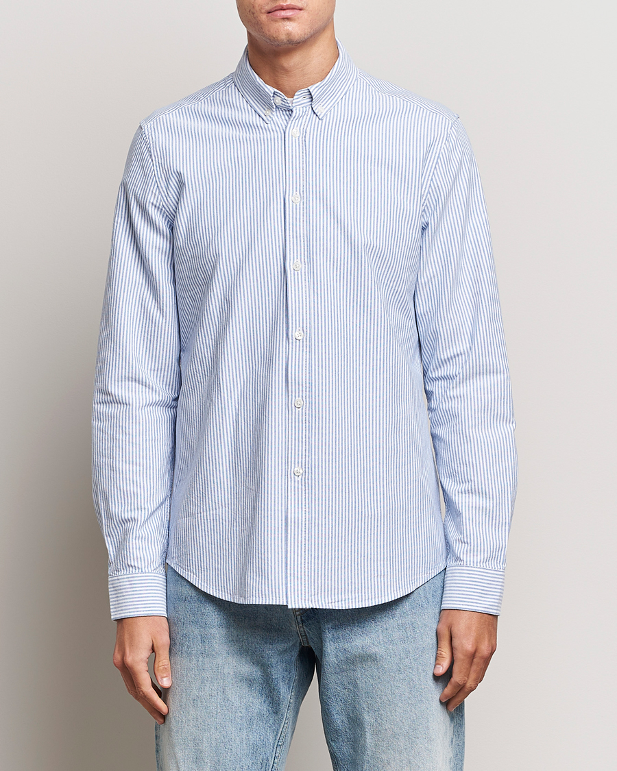 Homme |  | Samsøe & Samsøe | Liam Striped Button Down Shirt  Blue/White