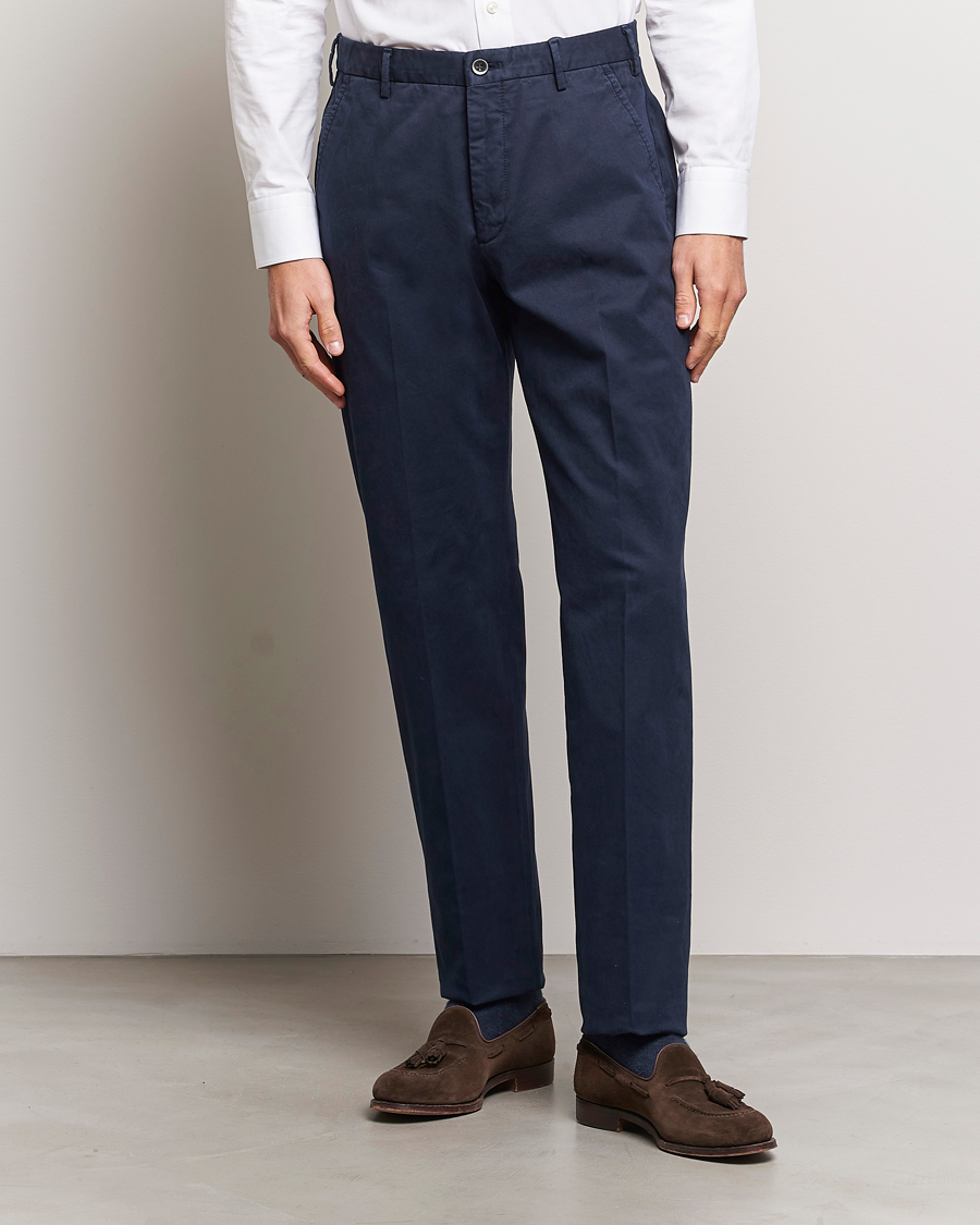 Homme |  | Incotex | Straight Fit Cotton Chinos Navy