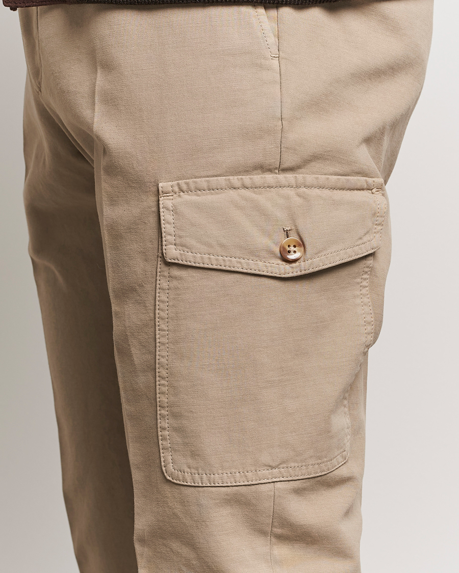 Homme | Pantalons | Incotex | Slim Fit Cotton Cargo Pocket Trousers Beige