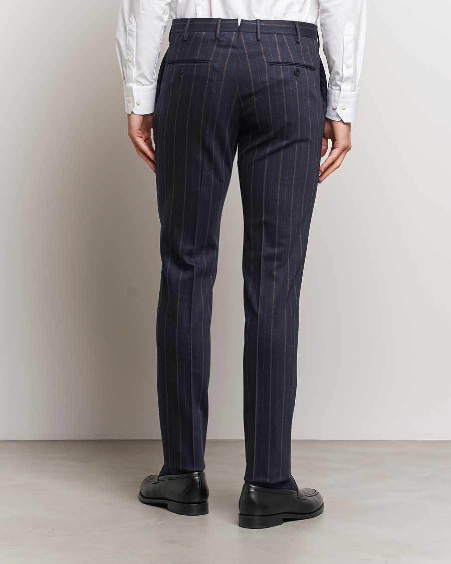 Homme | Pantalons | Incotex | Wool/Cashmere Stretch Pinstripe Trousers Navy