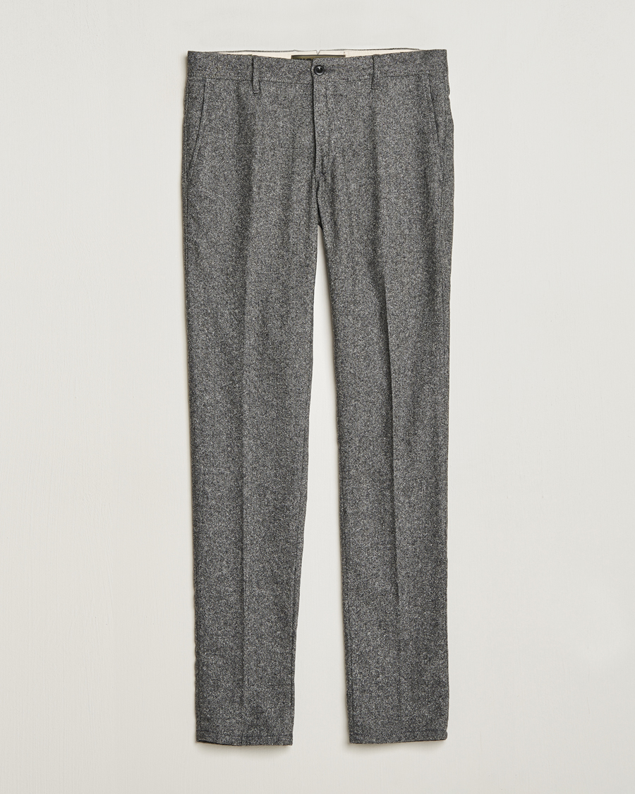 Homme | Pantalons | Incotex | Slim Fit Washed Wool/Silk Slacks Grey Melange