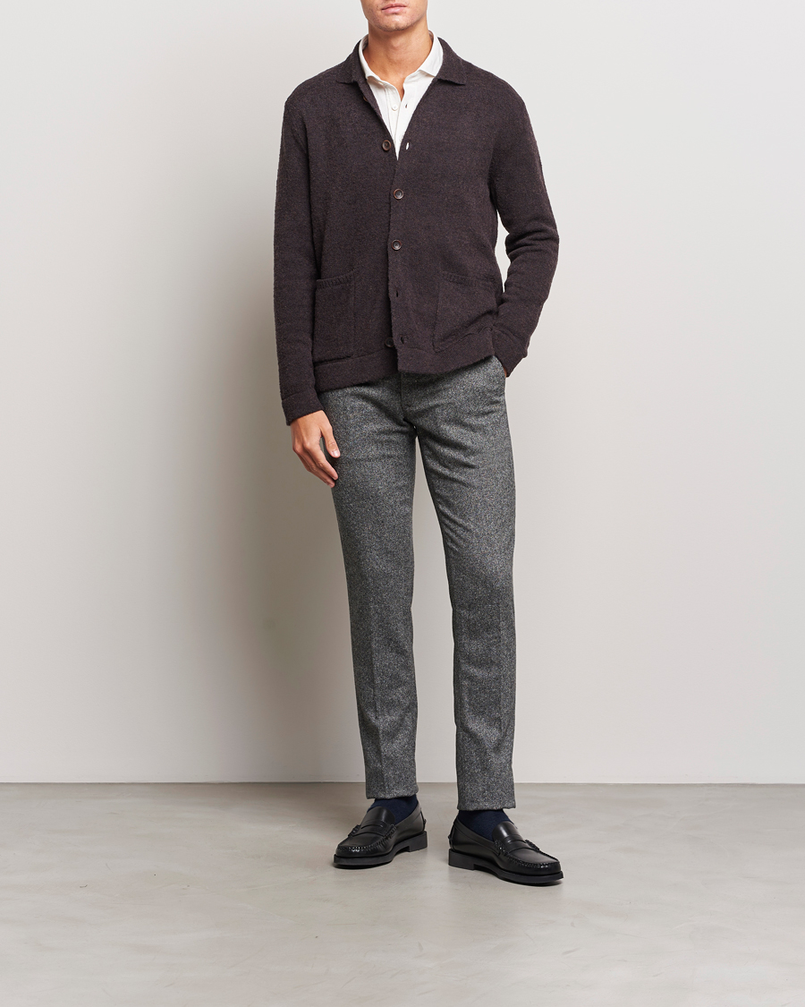 Homme | Pantalons | Incotex | Slim Fit Washed Wool/Silk Slacks Grey Melange