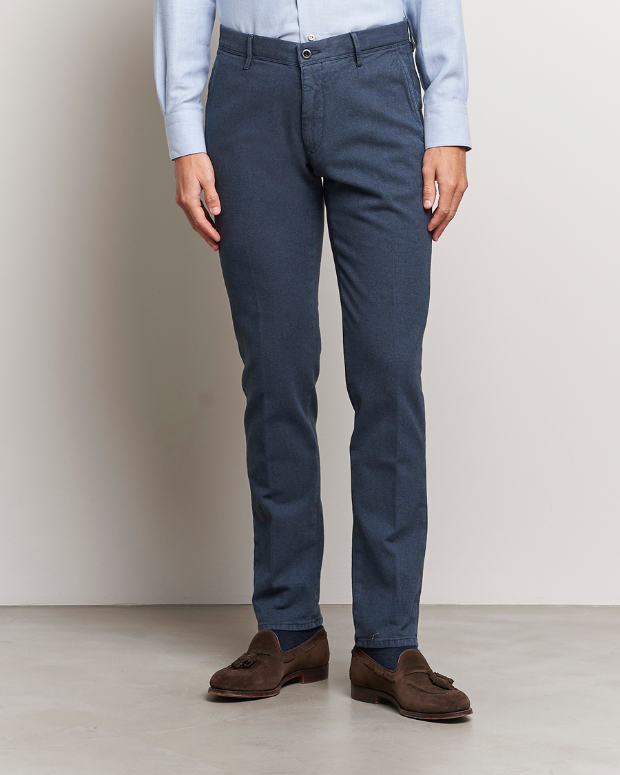 Homme | Pantalons | Incotex | Slim Fit Overdyed Microstructure Slacks Dark Blue
