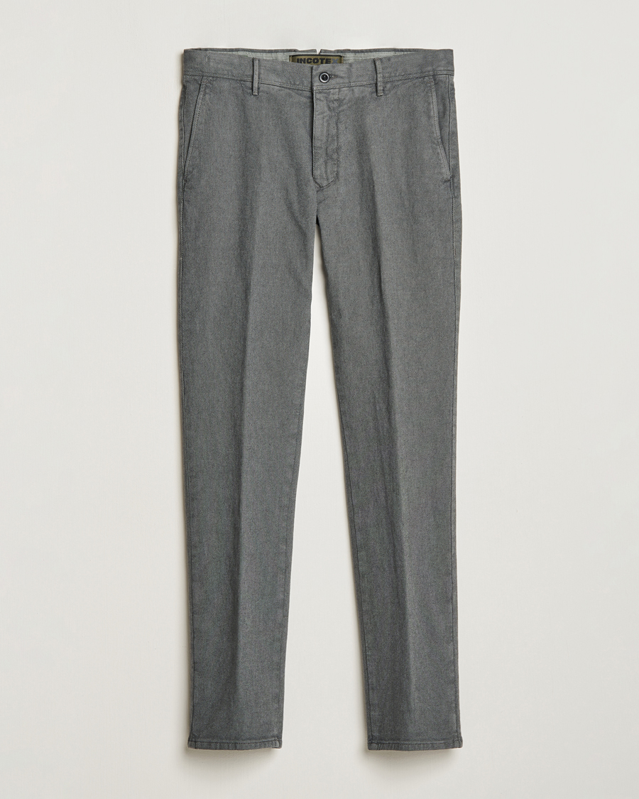 Homme | Pantalons | Incotex | Slim Fit Overdyed Microstructure Slacks Dark Grey