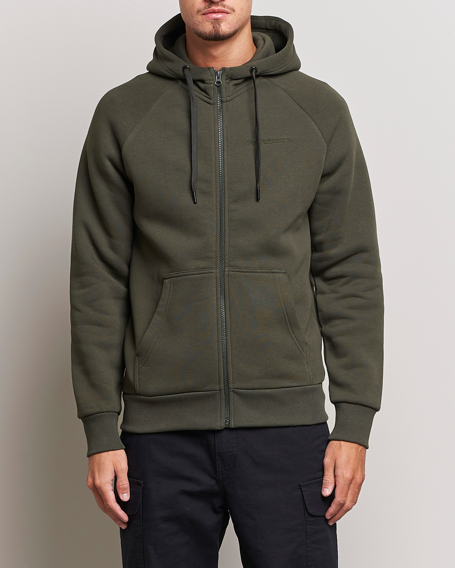 Homme | Pulls Et Tricots | Peak Performance | Original Logo Full Zip Hoodie Olive Extreme