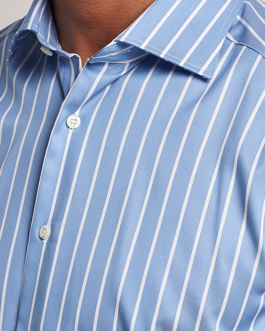 Homme | Chemises | Stenströms | Slimline Striped Cut Away Shirt Blue