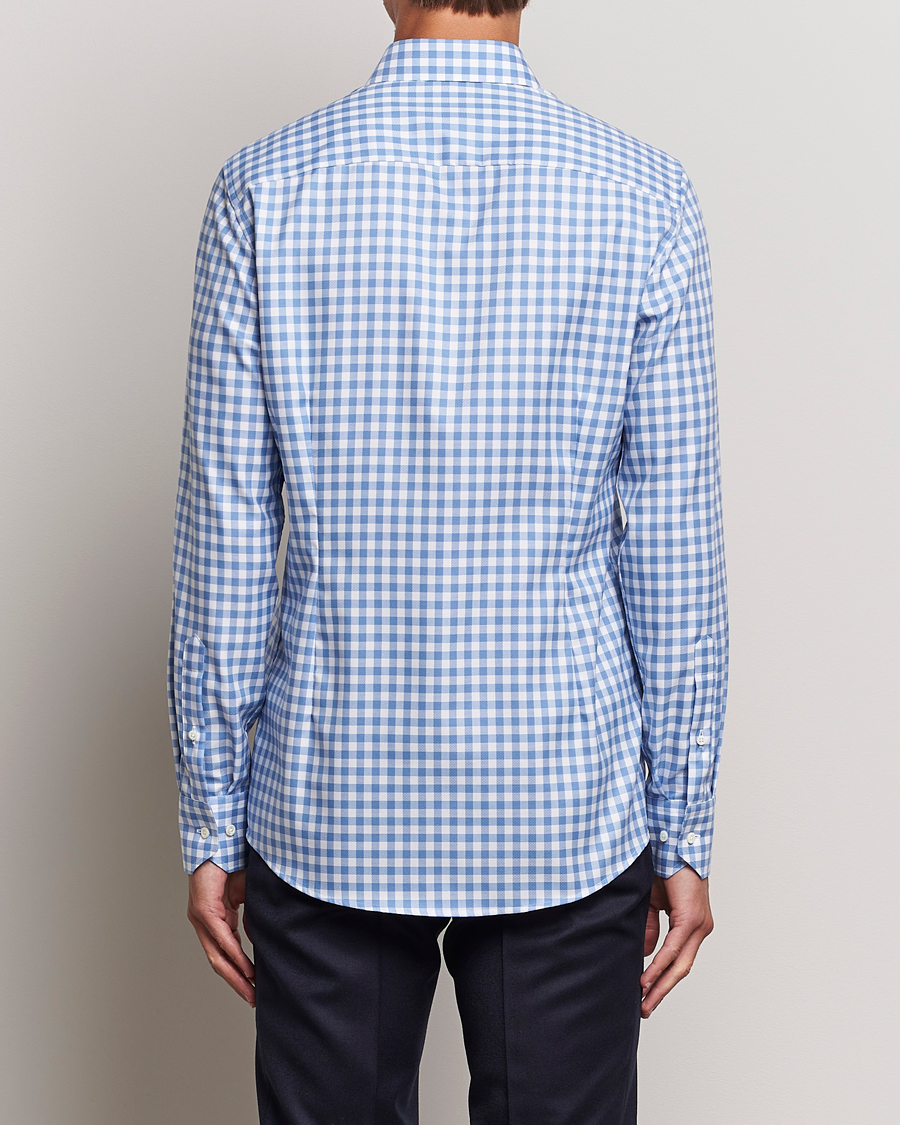 Homme | Chemises | Stenströms | Slimline Check Cut Away Shirt Light Blue