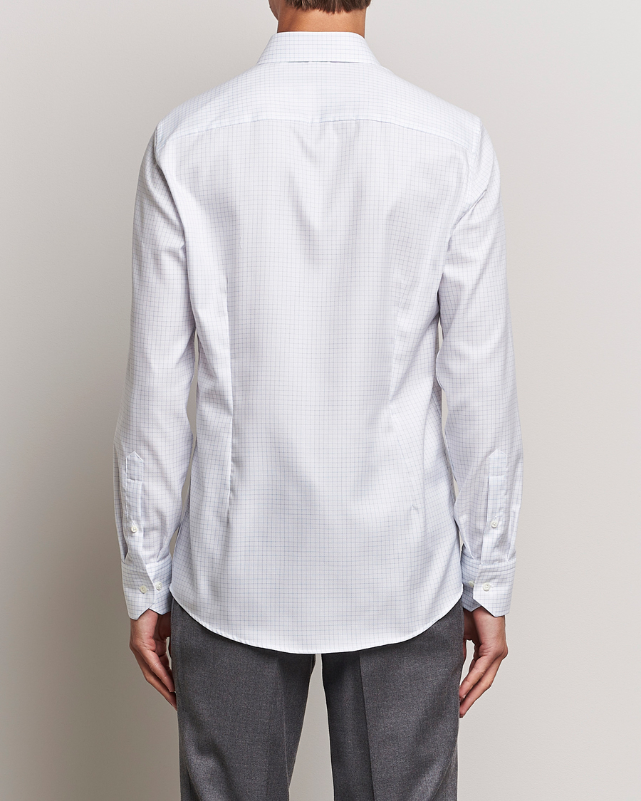 Homme | Chemises | Stenströms | Slimline Thin Check Cut Away Shirt White