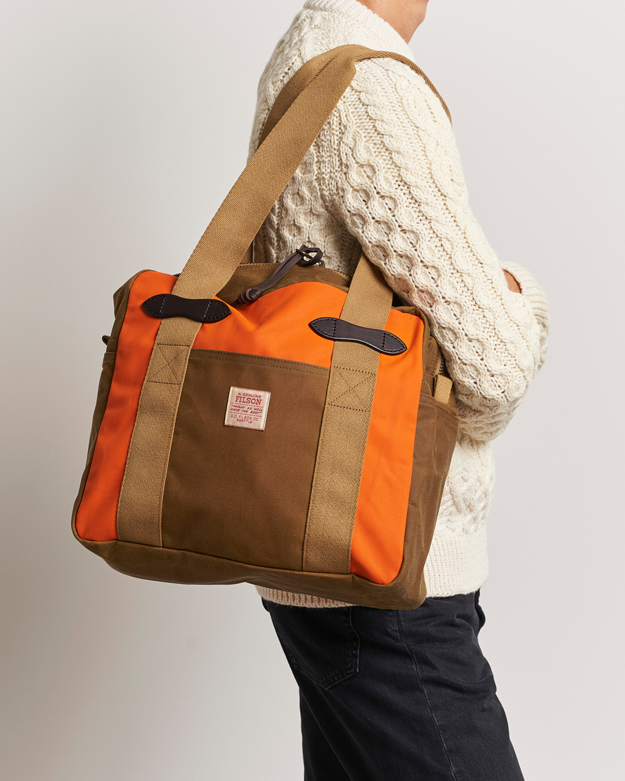 Homme | Sections | Filson | Tin Cloth Tote Bag Dark Tan/Flame