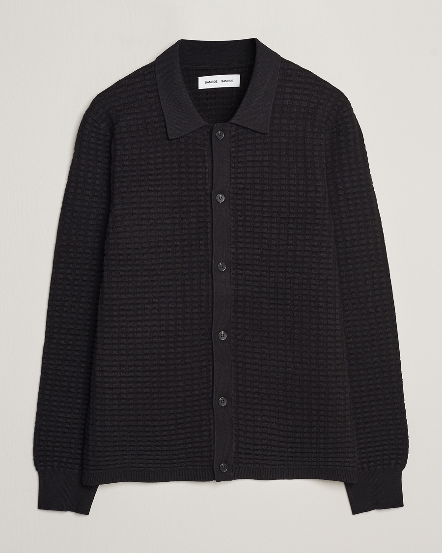 Homme | Pulls Et Tricots | Samsøe Samsøe | Samsøe & Samsøe Jules Waffle Knitted Cardigan Black