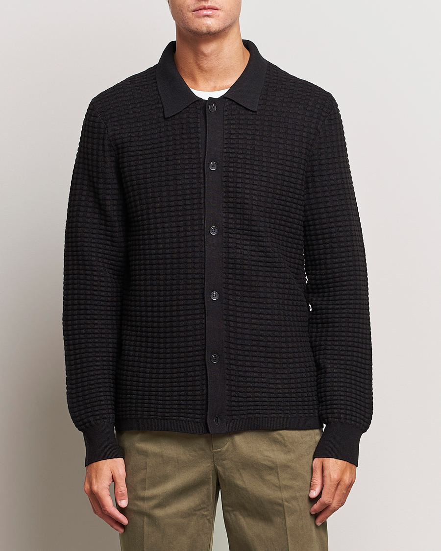 Homme | Pulls Et Tricots | Samsøe Samsøe | Samsøe & Samsøe Jules Waffle Knitted Cardigan Black